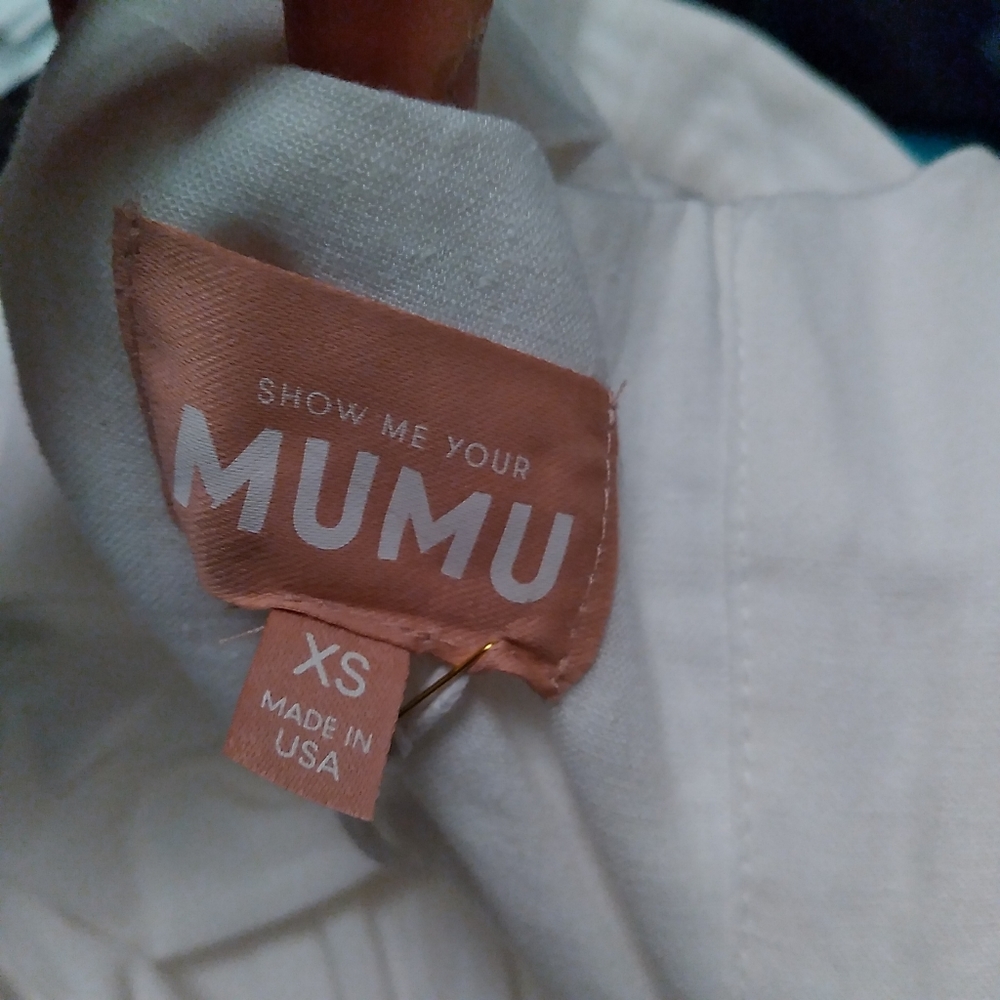 NWT SHOW ME YOUR MUMU Lovely White Linen Blend Tiered Ruffled Midi Dress, XS - Picture 5 of 11